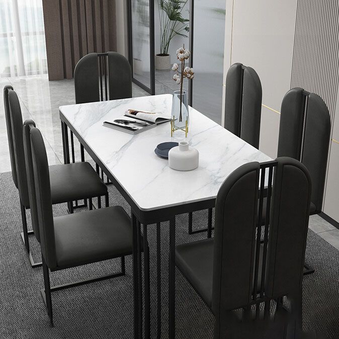 Modern 1/2/6/7 Pieces Dinette Set with White Sintered Stone Top Rectangle Dining Table Set Clearhalo 'Dining Room Sets' 'Dining Tables & Seating' 'dining_room_set' 'furn' 'furn_dining_room_set' 'Furniture' 'furniture_dining_room_set' 'Kitchen & Dining Furniture' 1200x1200_53e87848-4a00-463b-918b-4aaa4502400b