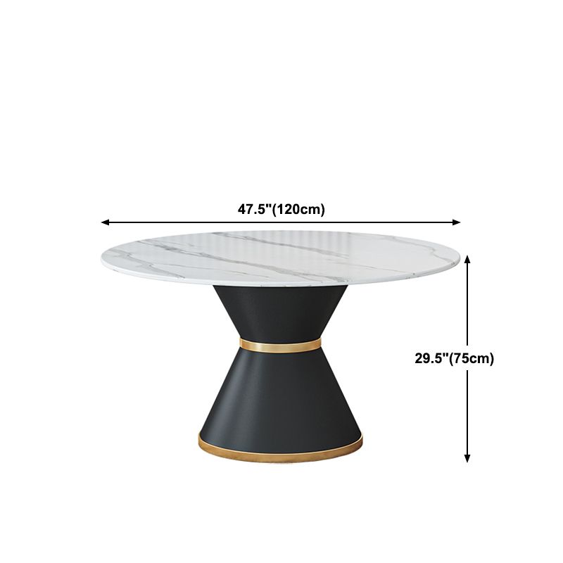 Round Stone Dining Table Black Base Traditional Luxury Dinette Table in White Clearhalo 'Dining Tables & Seating' 'Dining Tables' 'dining_table' 'furn' 'furn_dining_table' 'Furniture' 'furniture_dining_table' 'Kitchen & Dining Furniture' 1200x1200_53e9f724-581e-4169-9cdd-4e0670c93242
