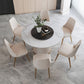 Glam 1/4/7 Pieces Round Dinette Set White Sintered Stone Dining Table Set with Turntable Clearhalo 'Dining Room Sets' 'Dining Tables & Seating' 'dining_room_set' 'furn' 'furn_dining_room_set' 'Furniture' 'furniture_dining_room_set' 'Kitchen & Dining Furniture' 1200x1200_53ea3f04-4429-4df5-9a14-fabfc35a3583