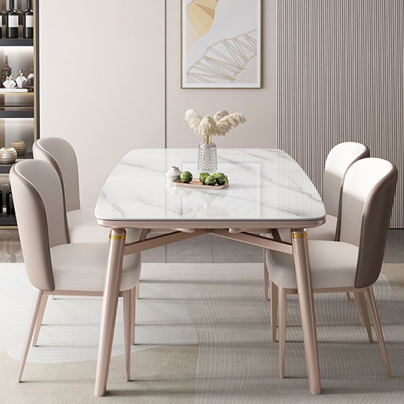 白いダイニングテーブルセット1/5/7ピース石のディネットセットキッチン