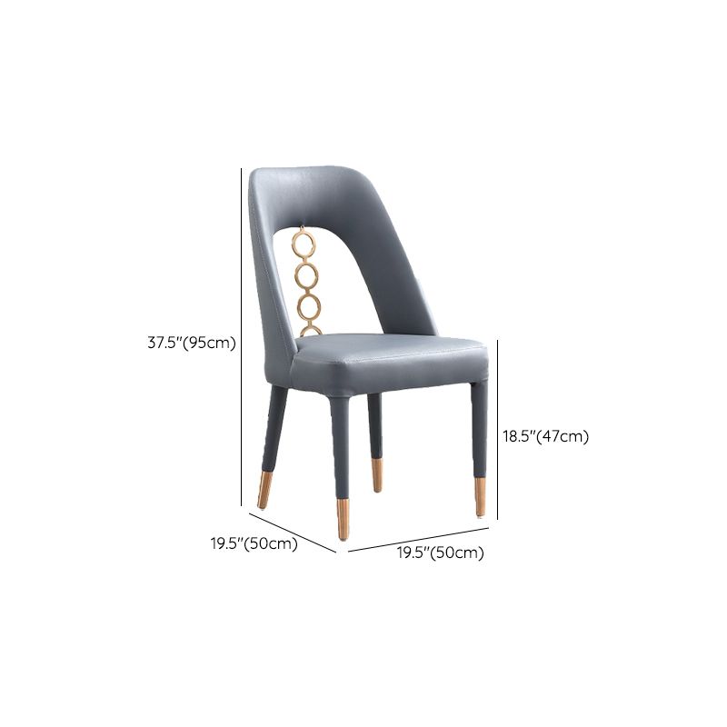 フェイクレザーホームダイニングチェアオープンバックダイニングサイドチェアグレーのサイドチェア