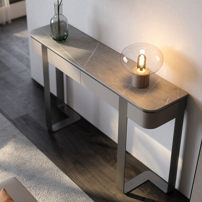 Mesa de consola de media luna de piedra Modern 13.78 "W Table de acento para Hall