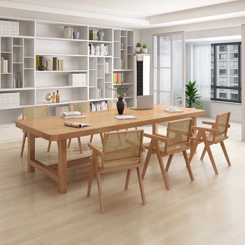 Rectangle Trestle Dining Table Modern Pine Wood Table for Living Room Clearhalo 'Dining Tables & Seating' 'Dining Tables' 'dining_table' 'furn' 'furn_dining_table' 'Furniture' 'Kitchen & Dining Furniture' 1200x1200_53ef0ce2-26fc-4371-b007-2cd2aeb1baed