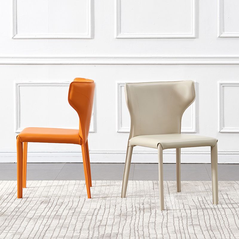 Contemporary Leather Dining Chair Armless Wingback Side Chair for Restaurant Use Clearhalo 'Dining Chairs' 'Dining Tables & Seating' 'dining_chair' 'furn' 'furn_dining_chair' 'Furniture' 'furniture_dining_chair' 'Kitchen & Dining Furniture' 1200x1200_53f28cf5-b45e-4b38-8323-a31fcc85409a