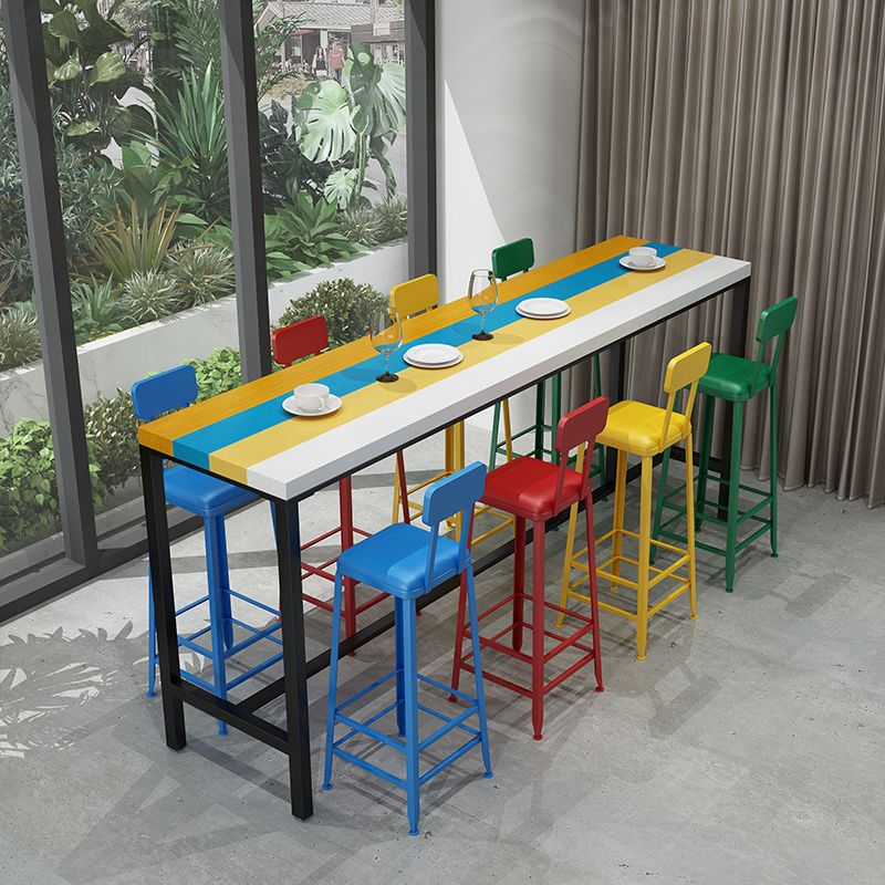 Moderne 1/5/9 Stück Stangen Tisch Set Rechteck Kiefer Holzschalter mit hohen Stühlen