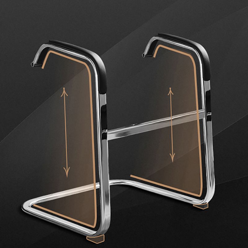 Chaise de conférence moderne à armes fixes sans roues chaise de bureau de gestion du cuir