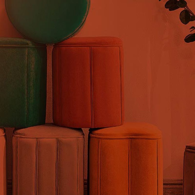 Orange Velvet Ottoman Modern Round Ottoman Stain Resistant Ottoman Clearhalo 'furn' 'furn_ottomans_poufs' 'Furniture' 'Living Room Furniture' 'Ottomans & Poufs' 'ottomans_poufs' 1200x1200_53f5475a-e26b-414d-8c3c-d284628aa241