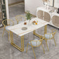 Nordic 1/5/7 Pieces Dining Set Rectangle Stone Dining Table for Kitchen