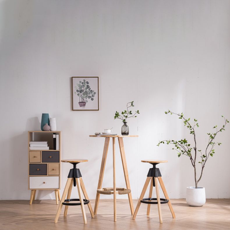 Contemporary Adjustable Height Bar Stool Rubberwood Solid Wood Bar Stool Clearhalo 'Bar Furniture' 'Bar Stools' 'bar_stools' 'furn' 'furn_bar_stools' 'Furniture' 'Kitchen & Dining Furniture' 1200x1200_53f74a4d-91b3-4602-882e-4ee7d47e8d02