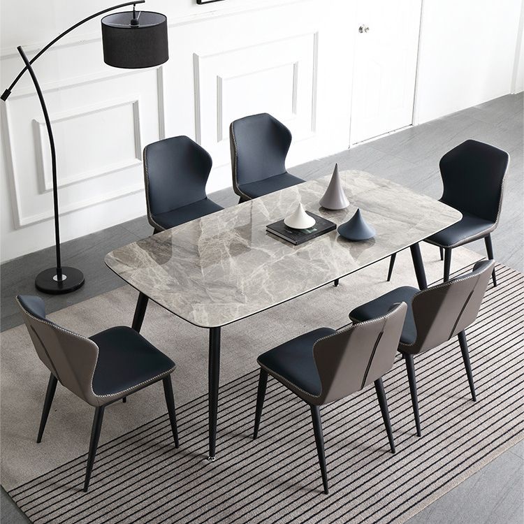 Metal Contemporary Rectangular Table Sintered Stone Top Dining Table with 4 Legs Clearhalo ' dining_table' 'Dining Tables & Seating' 'Dining Tables' 'furn' 'furn_dining_table' 'Furniture' 'furniture_dining_table' 'Kitchen & Dining Furniture' 'kitchen&dining_furn' 'kitchen' 'kitchen_dining_table' 1200x1200_53f90cad-d12d-4dec-930b-06d59704ca5f