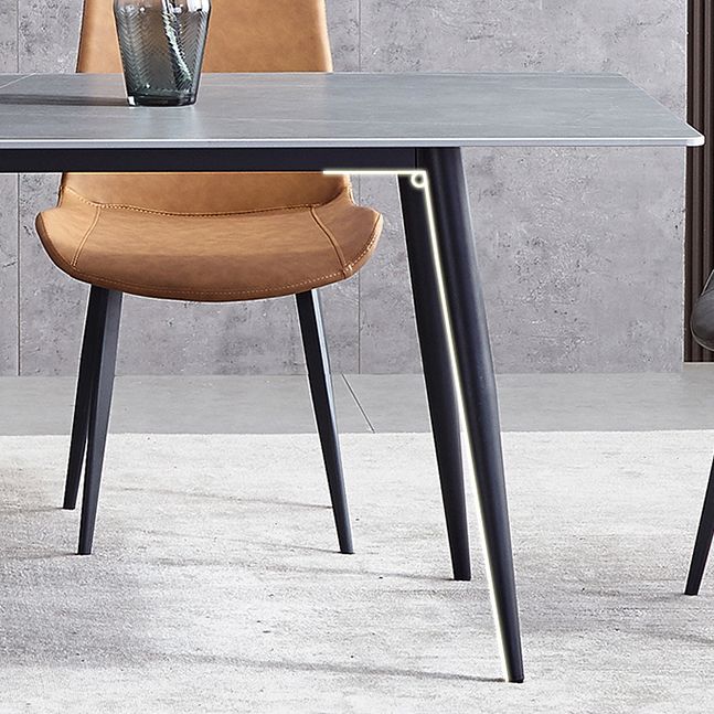 Sintered Stone Grey Tone Table Industrial 4 Legs Table for Dining Room Clearhalo ' dining_table' 'Dining Tables & Seating' 'Dining Tables' 'furn' 'furn_dining_table' 'Furniture' 'furniture_dining_table' 'Kitchen & Dining Furniture' 'kitchen&dining_furn' 'kitchen' 'kitchen_dining_table' 1200x1200_53fa63de-9a4c-4a6c-b6fe-67a413747595