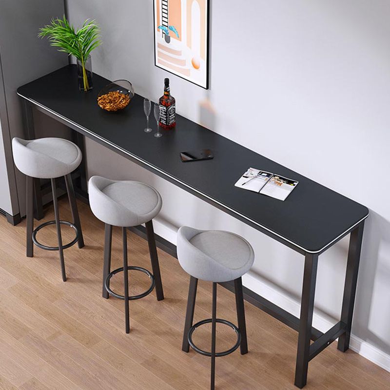 Matte Finish Faux Wood Bar Table Modern Pub Table with Metal Frame Clearhalo 'Bar Furniture' 'Bar Tables' 'bar_tables' 'furn' 'furn_bar_tables' 'Furniture' 'Kitchen & Dining Furniture' 1200x1200_53fa6568-d9ce-4f90-abf7-8a84de30a2f2