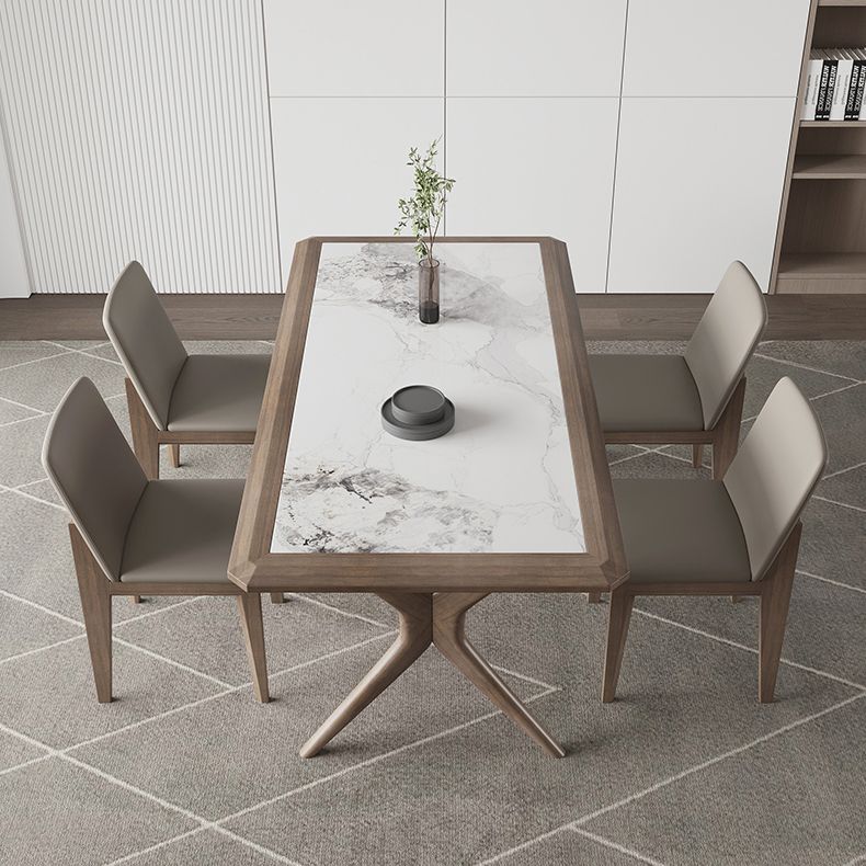 Modern Rectangular Stone Top Dining Table with Solid Wood Legs for Living Room Clearhalo 'Dining Tables & Seating' 'Dining Tables' 'dining_table' 'furn' 'furn_dining_table' 'Furniture' 'Kitchen & Dining Furniture' 1200x1200_53fad485-9d68-4d6f-a5b6-b2ee9a88ed73