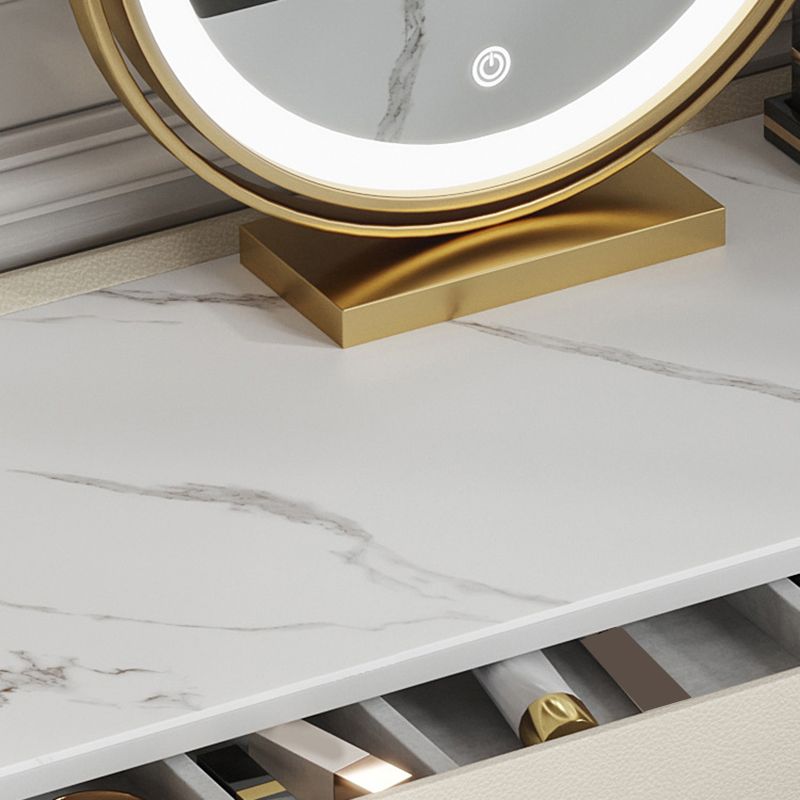 Modernism Acrylic Dressing Table Stone/Glass Top Makeup Vanity