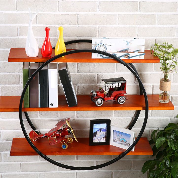 Industrial Horizontal Wall Unit Bookshelf Iron Frame Solid Wood Shelf Bookshelf Clearhalo 'Bookcases' 'furn' 'furn_bookcases' 'Furniture' 'furniture_bookcases' 'kitchen' 'kitchen_bookcases' 'Living Room Furniture' 'Office Furniture' 1200x1200_53fbe12d-778e-4ee7-88c8-4a828bb5fb25