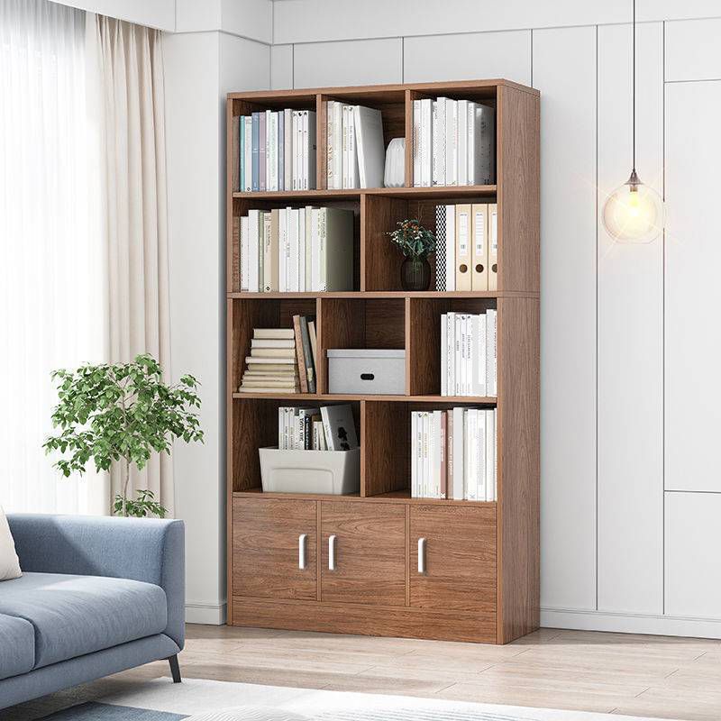 Modern Vertical Closed Back Bookcase Engineered Wood Bookshelf with Cabinets Clearhalo 'Bookcases' 'furn' 'furn_bookcases' 'Furniture' 'Office Furniture' 1200x1200_53fc4ab7-01df-45be-9059-03abb5644741