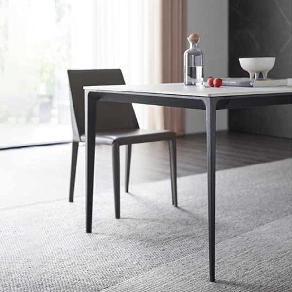 Stone Top Dining Table Contemporary Dining Table with 4 Black Legs Clearhalo 'Dining Tables & Seating' 'Dining Tables' 'dining_table' 'furn' 'furn_dining_table' 'Furniture' 'furniture_dining_table' 'Kitchen & Dining Furniture' 'kitchen' 'kitchen_dining_table' 1200x1200_53fcf253-8530-460c-b4d8-742753471035