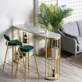 Mesa de barra de mármol mesa de comedor de doble pedestal para sala de estar de cocina