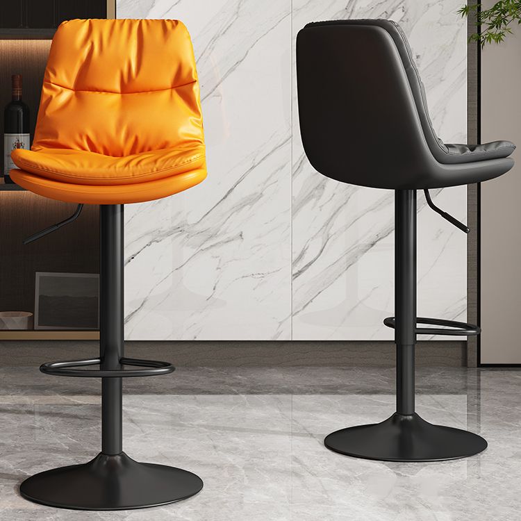 Modern Leather Adjustable Height Barstool Indoor Bar Stool with Iron Legs and Low Back Clearhalo 'Bar Furniture' 'Bar Stools' 'bar_stools' 'furn' 'furn_bar_stools' 'furniture_bar_stools' 'Kitchen & Dining Furniture' 'kitchen&dining_furn' 'kitchen' 'kitchen_furn' Furniture' 1200x1200_54024e48-38cb-404b-b5bc-813e4530a8c8