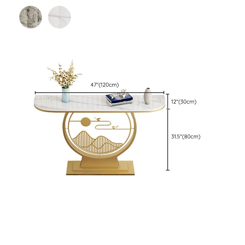 Tavolo con console altezza glam in pietra mezzo luna 1-scaffale 31,5 "