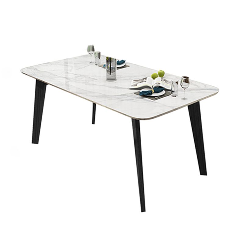 Mesa de comedor de tono blanco de mármol Simplicidad de 4 patas para comedor para comedor