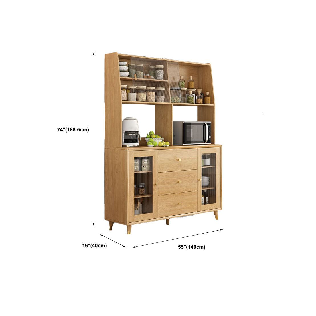 Color natural apare de lado de madera maciza con puerta y cajón