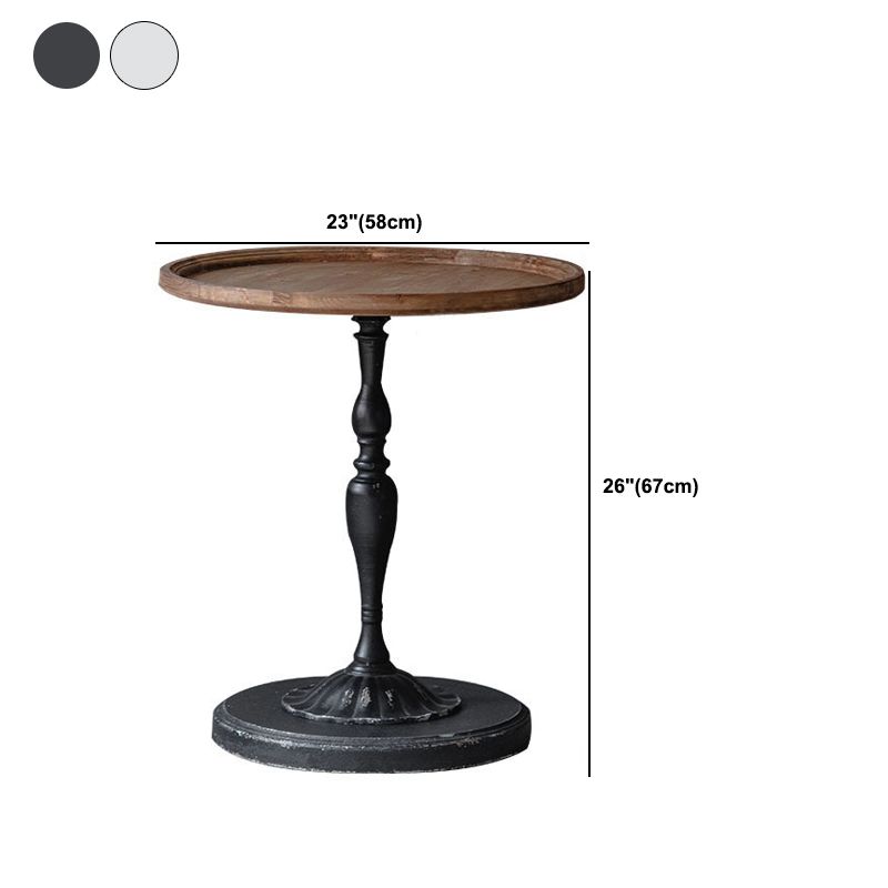 Pedestal Round Side End Table Rustic Distressed Side End Table
