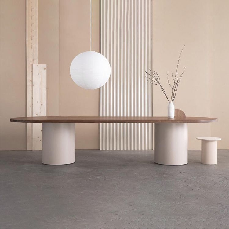 Modern Wood Top Oval Dinette Table Wood Two Base Dining Table Clearhalo 'Dining Tables & Seating' 'Dining Tables' 'dining_table' 'furn' 'furn_dining_table' 'Furniture' 'furniture_dining_table' 'Kitchen & Dining Furniture' 'kitchen' 'kitchen_dining_table' 1200x1200_540cd7bc-4dc2-4f2c-9810-f3d593cffd05