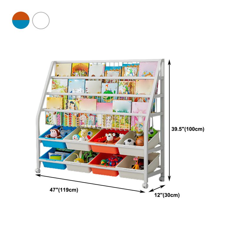 11.81"W Bookshelf Contemporary Style Bookcase for Home Study Room with Casters Clearhalo 'Bookcases' 'furn' 'furn_bookcases' 'Furniture' 'Office Furniture' 1200x1200_540d72e7-4a93-49e9-ace4-5a3a1e8af4ea