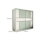Green and White Bedroom Storage Cabinet Modern Sliding Door Cabinet with Drawers