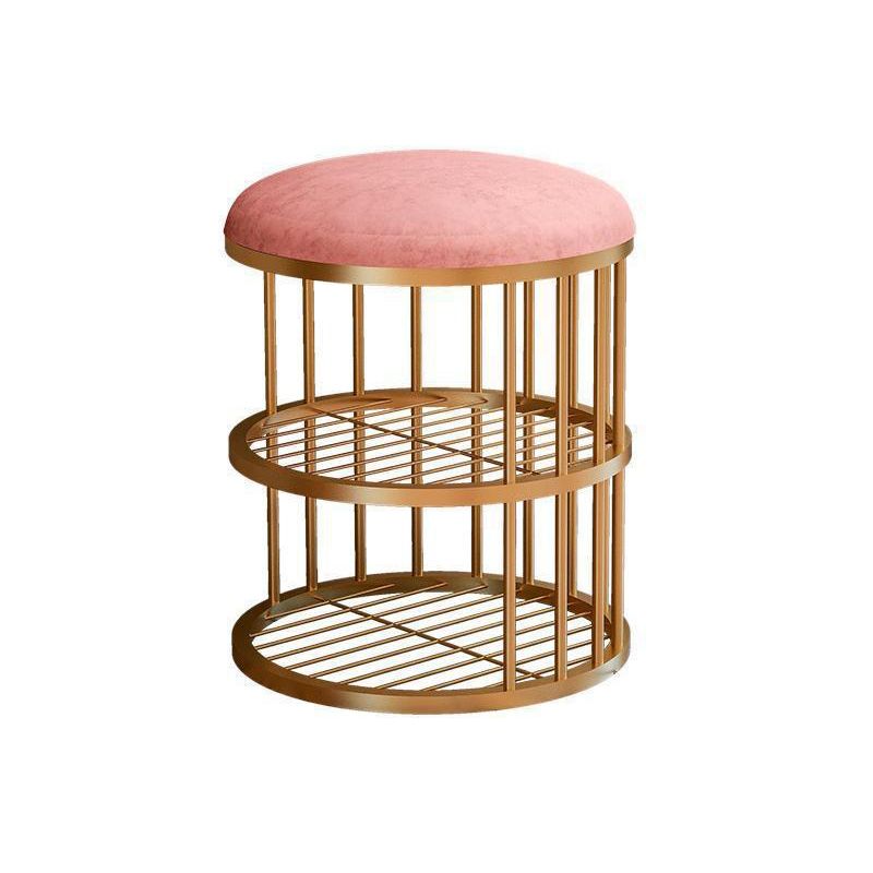 Glam Cylinder Shape Pouf Chair Plain Velvet with Bottom Rack Storage Pouf Clearhalo 'furn' 'furn_ottomans_poufs' 'Furniture' 'Living Room Furniture' 'Ottomans & Poufs' 'ottomans_poufs' 1200x1200_54101b53-8a42-41b0-897d-cc44a4356d66