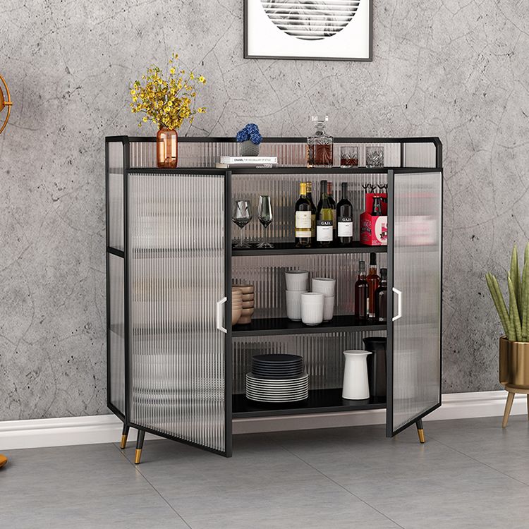 Polished Finish Metal Sideboard Glam Indoor Dining Server with Clear Glass Doors Clearhalo 'buffet_sideboard' 'Buffets & Sideboards' 'furn' 'furn_buffet_sideboard' 'Furniture' 'Kitchen & Dining Furniture' 1200x1200_54103e78-10c6-4d60-b636-925acdb54dc0