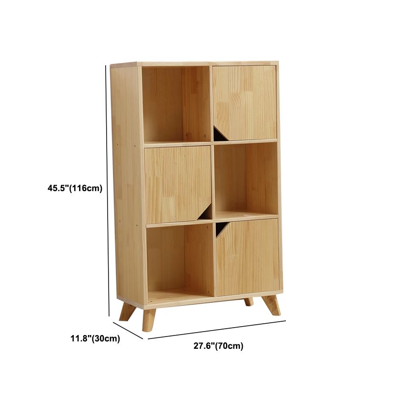 Modern Style Rectangular Bookshelf Closed Back Solid Wooden Natural ...