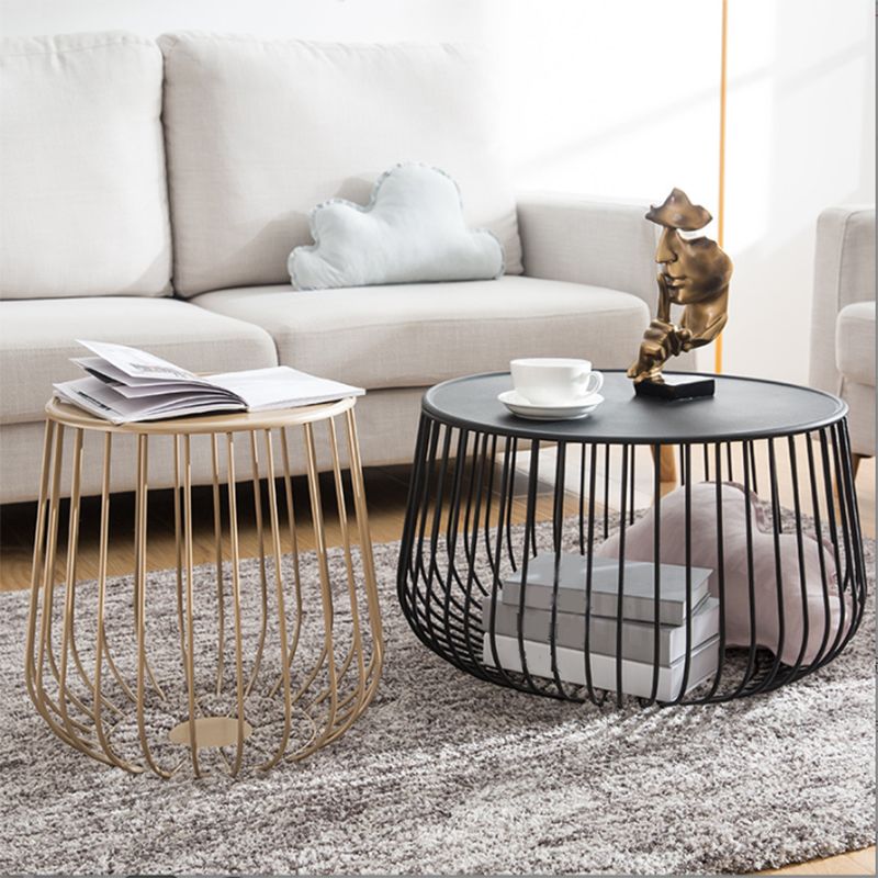 Metal Round Frame Coffee Table Set Mid Century Iron Simple Cocktail Table