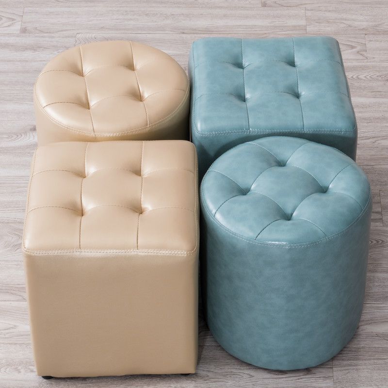 Mid-Century Tufted Ottoman Solid Color Water Resistant Genuine Leather Ottoman Clearhalo 'furn' 'furn_ottomans_poufs' 'Furniture' 'Living Room Furniture' 'Ottomans & Poufs' 'ottomans_poufs' 1200x1200_5412f31c-dd0b-4f9f-943f-35badb8e5626