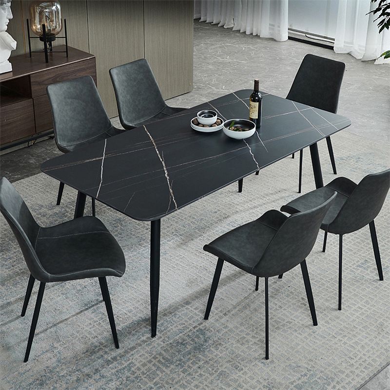 Rectangular Sintered Stone Dining Table Modern Furniture with 4 Legs in Matte Finish Clearhalo 'Dining Tables & Seating' 'Dining Tables' 'dining_table' 'furn' 'furn_dining_table' 'Furniture' 'furniture_dining_table' 'Kitchen & Dining Furniture' 'kitchen' 'kitchen_dining_table' 1200x1200_54160a1c-dca7-477a-9ad2-7d781ac50c51