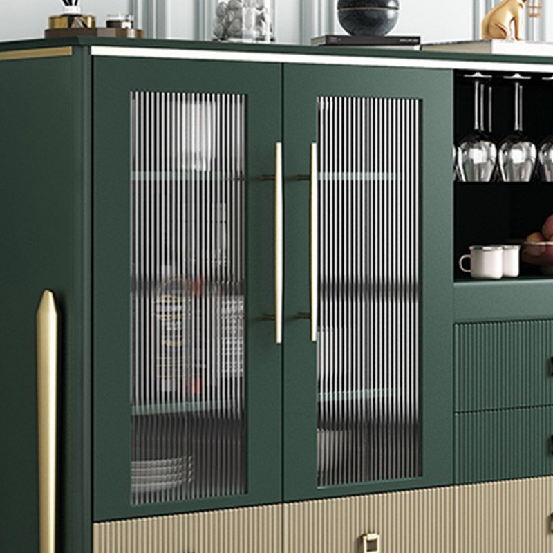 Table de buffet en bois massif planche latérale contemporaine avec armoires et tiroirs