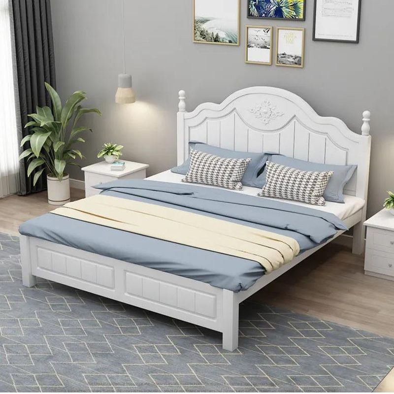 Victorian White Standard Bed Solid Wood Bed Frame with Custom Legs
