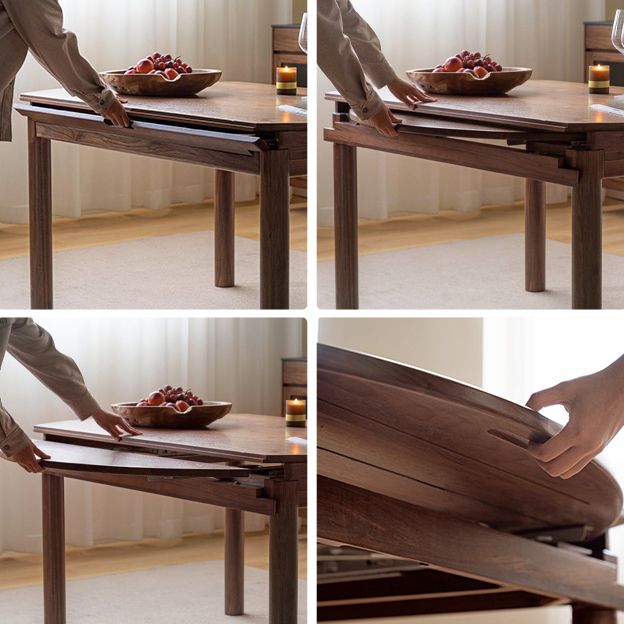 家のために4つの椅子を備えたモダンなソリッドウッドダイニングテーブルセットドロップリーフ