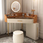 Mid-Century Modern Makeup Vanity Desk Dressing Table Stool Set with Drawer