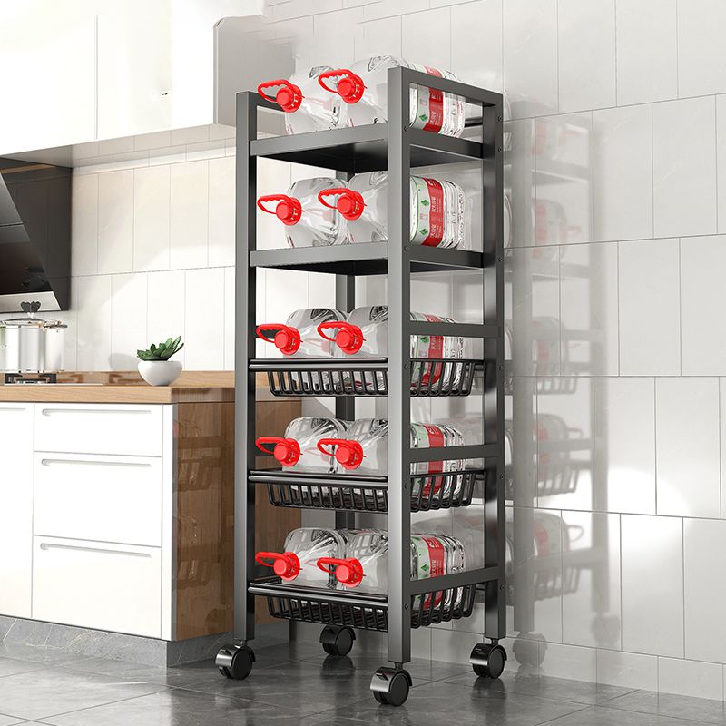 Metal Modern Prep Table Open Storage Home Dining with Basket Prep Table Clearhalo 'furn' 'furn_kitchen_islands_carts' 'Furniture' 'Kitchen & Dining Furniture' 'Kitchen Islands & Carts' 'kitchen_islands_carts' 1200x1200_54191836-9403-4cfd-a90a-a68072be0998