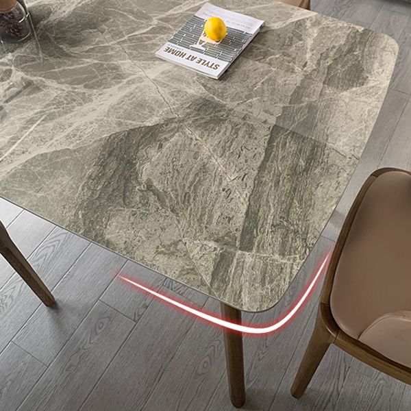 Mid-century Dining Table Rectangle 4-foot Solid Wood Table with Stone Top Clearhalo 'Dining Tables & Seating' 'Dining Tables' 'dining_table' 'furn' 'furn_dining_table' 'Furniture' 'furniture_dining_table' 'Kitchen & Dining Furniture' 'kitchen' 'kitchen_dining_table' 1200x1200_541ad252-5a7b-4344-a424-cf552f98b61a