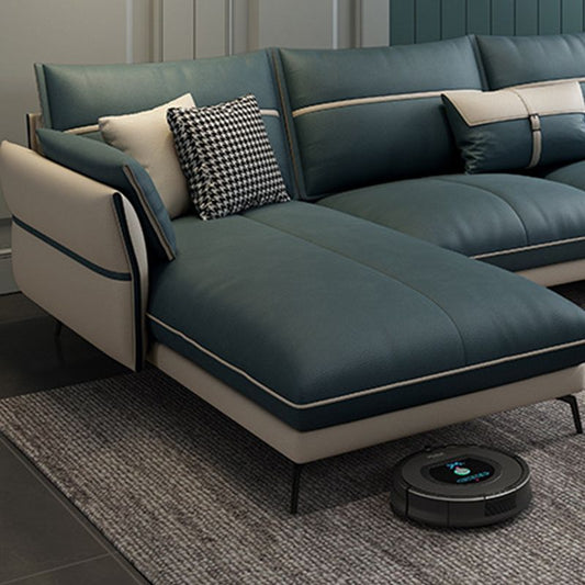 Scandinavo 35.43 "H Fuce in pelle divano e chaise del braccio svasato