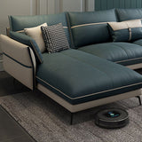 Scandinavian 35.43 " H Faux Leather Flared Arm Sofa & Chaise