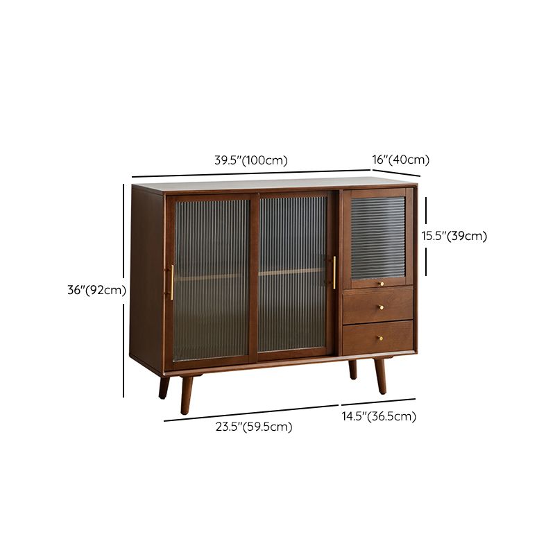 Contemporary Beech Dining Server Glass Doors Buffet Server for Dining Room Clearhalo 'buffet_sideboard' 'Buffets & Sideboards' 'furn' 'furn_buffet_sideboard' 'Furniture' 'Kitchen & Dining Furniture' 1200x1200_541da1aa-56cc-4e54-a8cf-92402e73038c