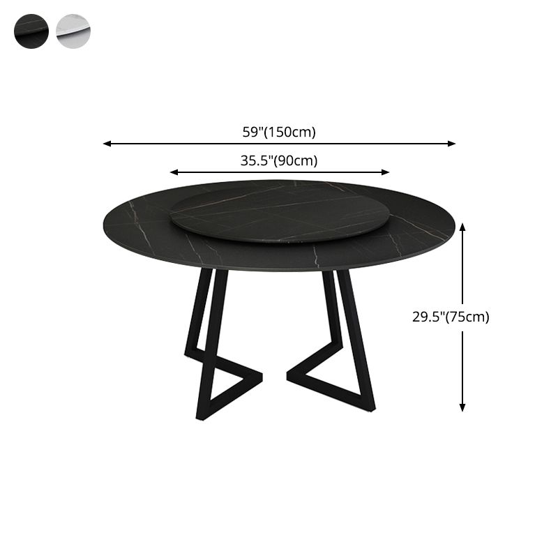 Sintered Stone Dining Table Round Modern Dining Table with Black Frame Clearhalo ' dining_table' 'Dining Tables & Seating' 'Dining Tables' 'furn' 'furn_dining_table' 'Furniture' 'furniture_dining_table' 'Kitchen & Dining Furniture' 'kitchen&dining_furn' 'kitchen' 'kitchen_dining_table' 1200x1200_541e8fcc-2fa9-49c5-9e88-b044bf9945e2