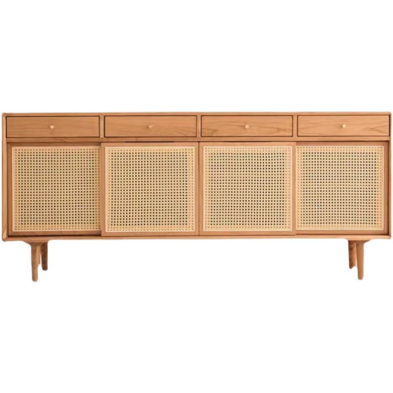 Rattan Doors Cupboard Glam Style Wood Kitchen Sideboard for Dining Room Clearhalo 'buffet_sideboard' 'Buffets & Sideboards' 'furn' 'furn_buffet_sideboard' 'Furniture' 'Kitchen & Dining Furniture' 1200x1200_54200173-4cba-4405-b2d4-c5d78987b7b8