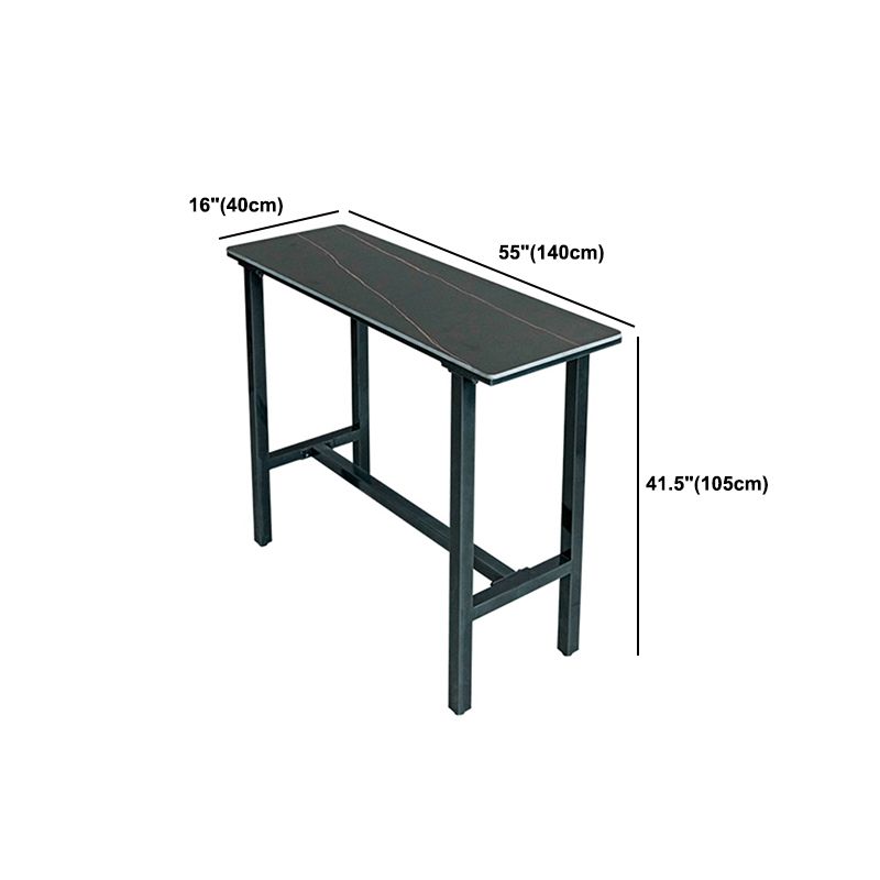 Tavolo da pranzo in pietra rettangolo in pietra tavolo da pranzo industriale con base di cavalletto in nero