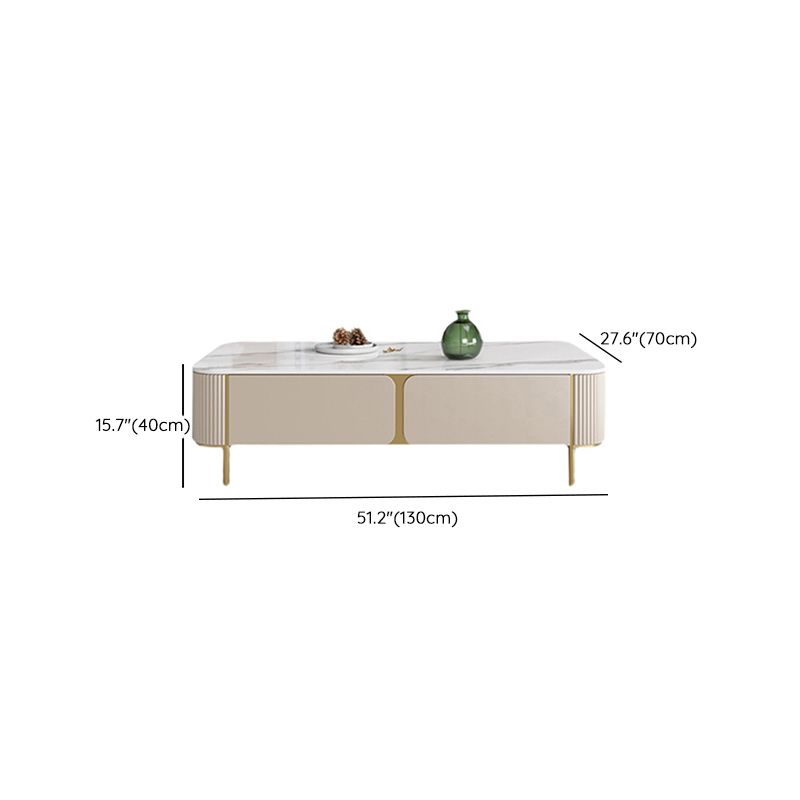 Contemporary Stone Single Coffee Table 4 Legs Coffee Cocktail Table with Storage Drawers Clearhalo 'Coffee & Accent Tables' 'Coffee Tables' 'coffee_tables' 'furn' 'furn_coffee_tables' 'Furniture' 'Living Room Furniture' 1200x1200_54220638-1680-449a-a3f8-3dde276ed811
