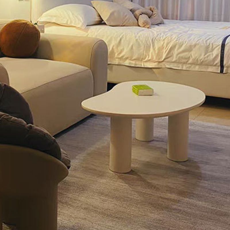 Solid Wood 3 Legs Coffee Table 13" H Cloud-Shaped Cocktail Table